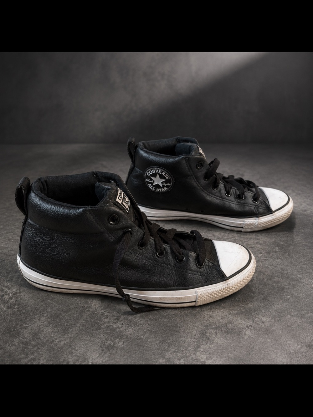 Converse Black High-Top Sneakers with White Toe Cap